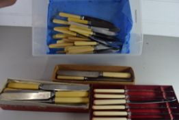 BOX OF STEEL BLADED KNIVES