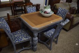 EARLY 20TH CENTURY OAK DINING TABLE AND FOUR CHAIRS WITH LATER PAINTED FINISH, 105CM WIDE