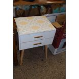 MODERN FLORAL DECORATED TWO DRAWER BEDSIDE CABINET, 45CM WIDE