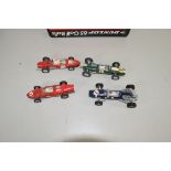 FOUR VINTAGE DINKY AND CORGI RACING CARS