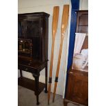 PAIR OF WOODEN BOAT OARS, 210CM LONG