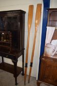 PAIR OF WOODEN BOAT OARS, 210CM LONG