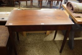 19TH CENTURY MAHOGANY SIDE TABLE WITH SINGLE DROP LEAF RAISED ON TAPERING LEGS, 97CM WIDE