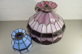 TIFFANY STYLE CENTRE CEILING LIGHT FITTING AND A SMALLER EXAMPLE (2)