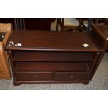 MAHOGANY FINISH TV OR HI-FI CABINET WITH TWO DRAWER BASE, 109CM WIDE