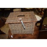 VINTAGE WICKER FISHING BASKET, 43CM WIDE