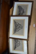 HENRY HOLZER, A SET OF THREE LIMITED EDITION PRINTS, 'THE MISERICORDES, NORWICH CATHEDRAL' ,