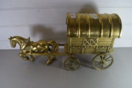 BRASS MODEL OF A ROMANY CARAVAN AND HORSE