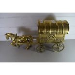 BRASS MODEL OF A ROMANY CARAVAN AND HORSE