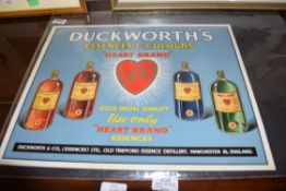 DUCKWORTHS ESSENCES AND COLOURS HEART BRAND ADVERTISING SHOWCARD, 56CM WIDE