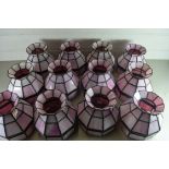 TWELVE MODERN TIFFANY STYLE PINK FINISH LIGHT SHADES