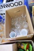 BOX OF CLEAR DRINKING GLASSES