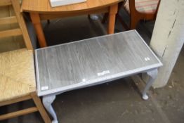 SMALL SHABBY CHIC PAINTED GLASS TOPPED COFFEE TABLE, 79CM WIDE