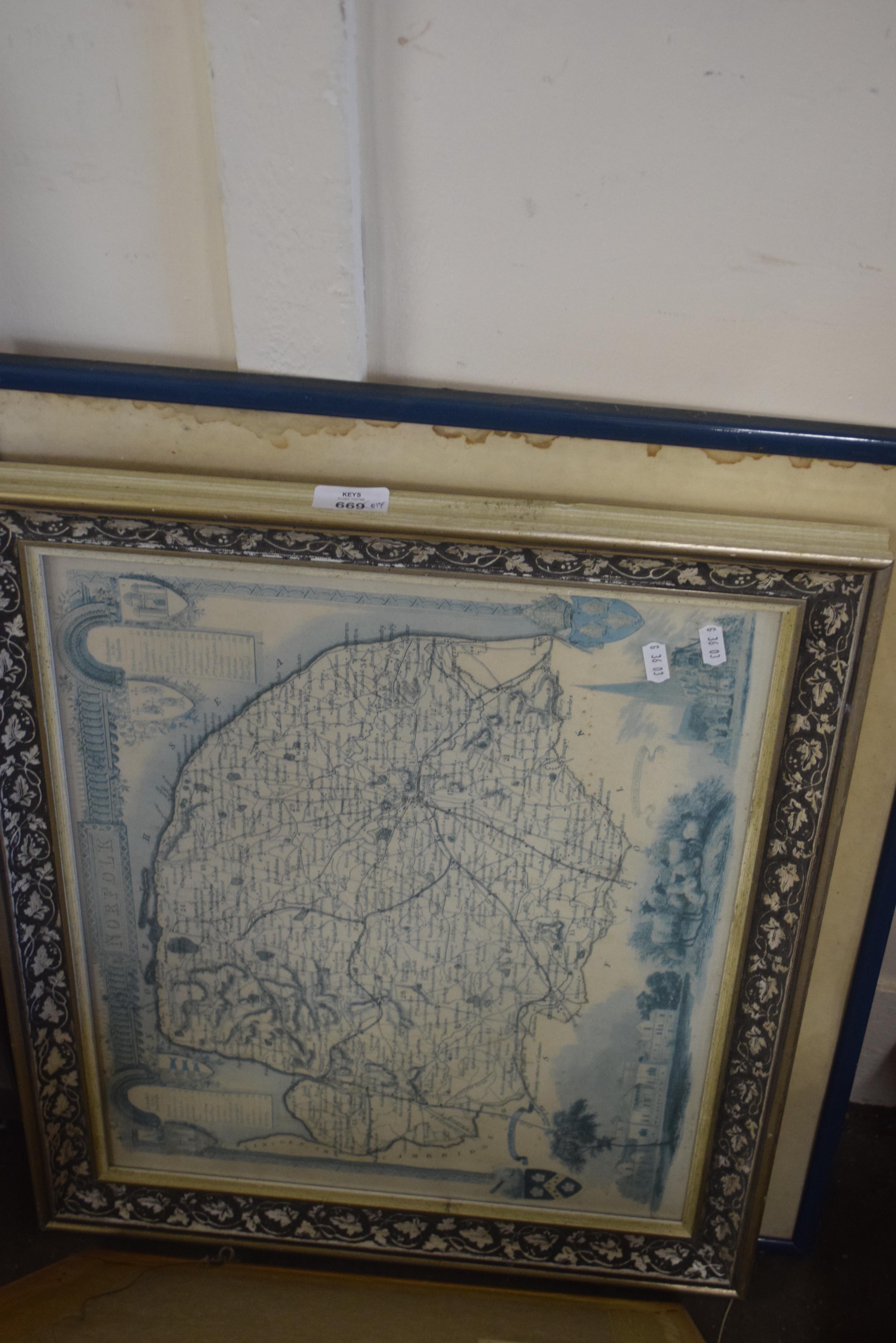 MIXED LOT COMPRISING PICTURES AND PRINTS TO INCLUDE FRAMED MAP OF NORFOLK - Image 2 of 2