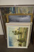 MIXED LOT OF OIL PAINTINGS TO INCLUDE LARGE DONALD BALL SEASCAPE