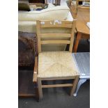 PINE FRAMED RUSH SEATED KITCHEN CHAIR