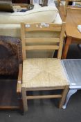 PINE FRAMED RUSH SEATED KITCHEN CHAIR