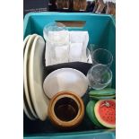 BOX OF MIXED CERAMICS AND GLASS