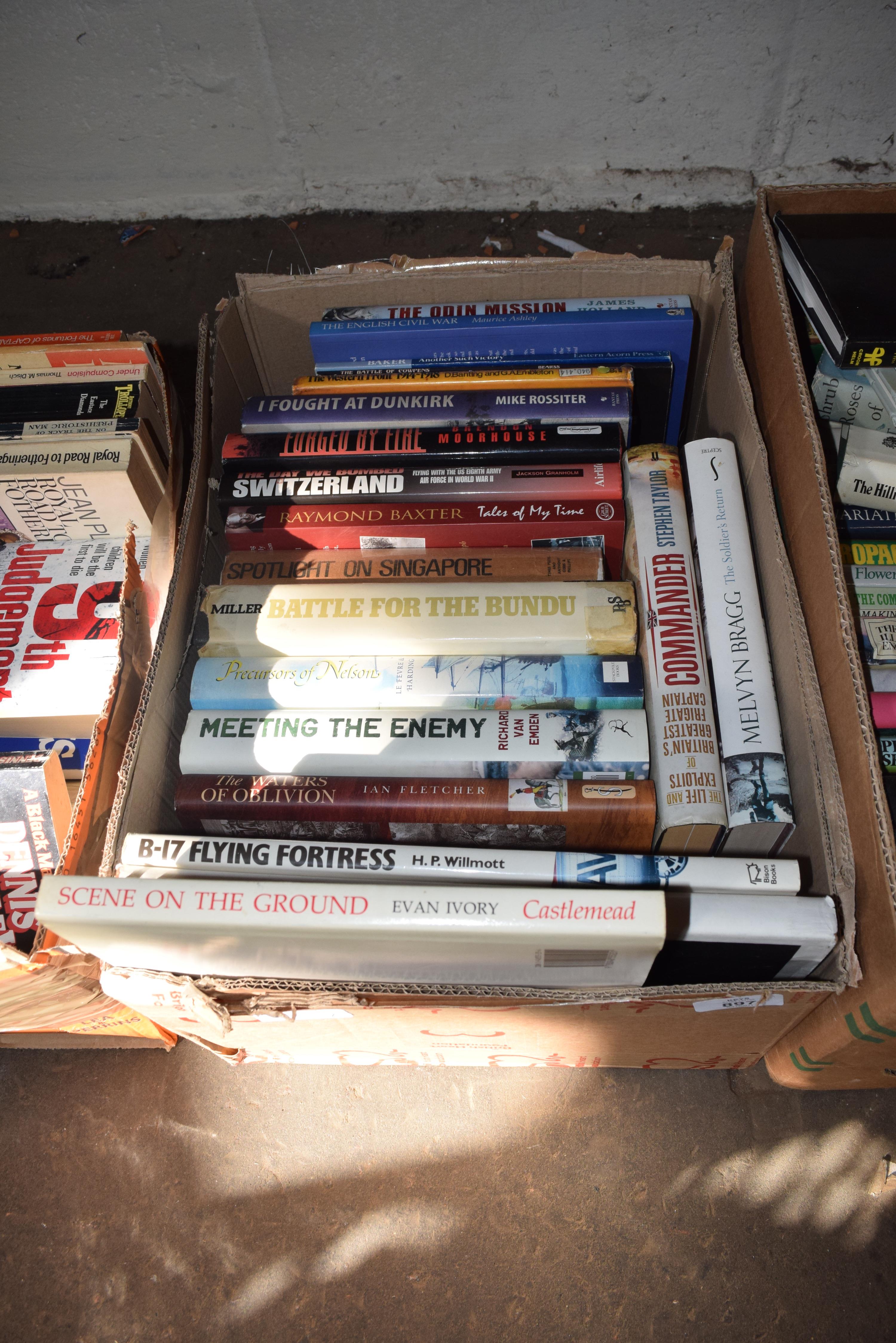BOX OF MIXED BOOKS TO INCLUDE WAR AND MILITARY INTEREST