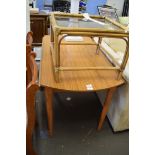 TEAK EFFECT DROP LEAF KITCHEN TABLE, 202CM WIDE