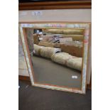 MODERN WALL MIRROR IN FLORAL DECORATED FRAME, 48CM WIDE