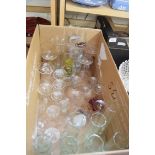 BOX OF MIXED DRINKING GLASSES