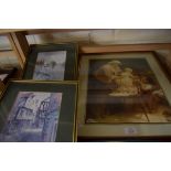 THREE FRAMED COLOURED PRINTS TO INCLUDE THE SHAMBLES YORK, HUTTON LE HOLE AND ONE OTHER (3)