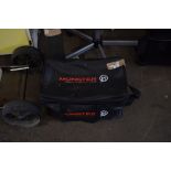 MONSTER BAIT AND TACKLE BAG CONTAINING MIXED REELS, BAIT BOXES, BITE DETECTOR ETC