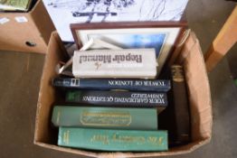 BOX OF MIXED BOOKS, COLOURED PRINTS ETC