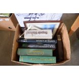 BOX OF MIXED BOOKS, COLOURED PRINTS ETC