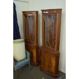 ASTRAGAL GLAZED CORNER DISPLAY CABINETS (2)