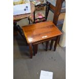 NEST OF THREE HARDWOOD TABLES, LARGEST 60CM WIDE