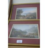 TWO COLOURED PRINTS, UPLAND LANDSCAPES