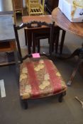 LATE VICTORIAN SIDE CHAIR WITH FLORAL UPHOLSTERED SEAT