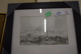 BLACK AND WHITE PRINT, VIEW OF SERBIA