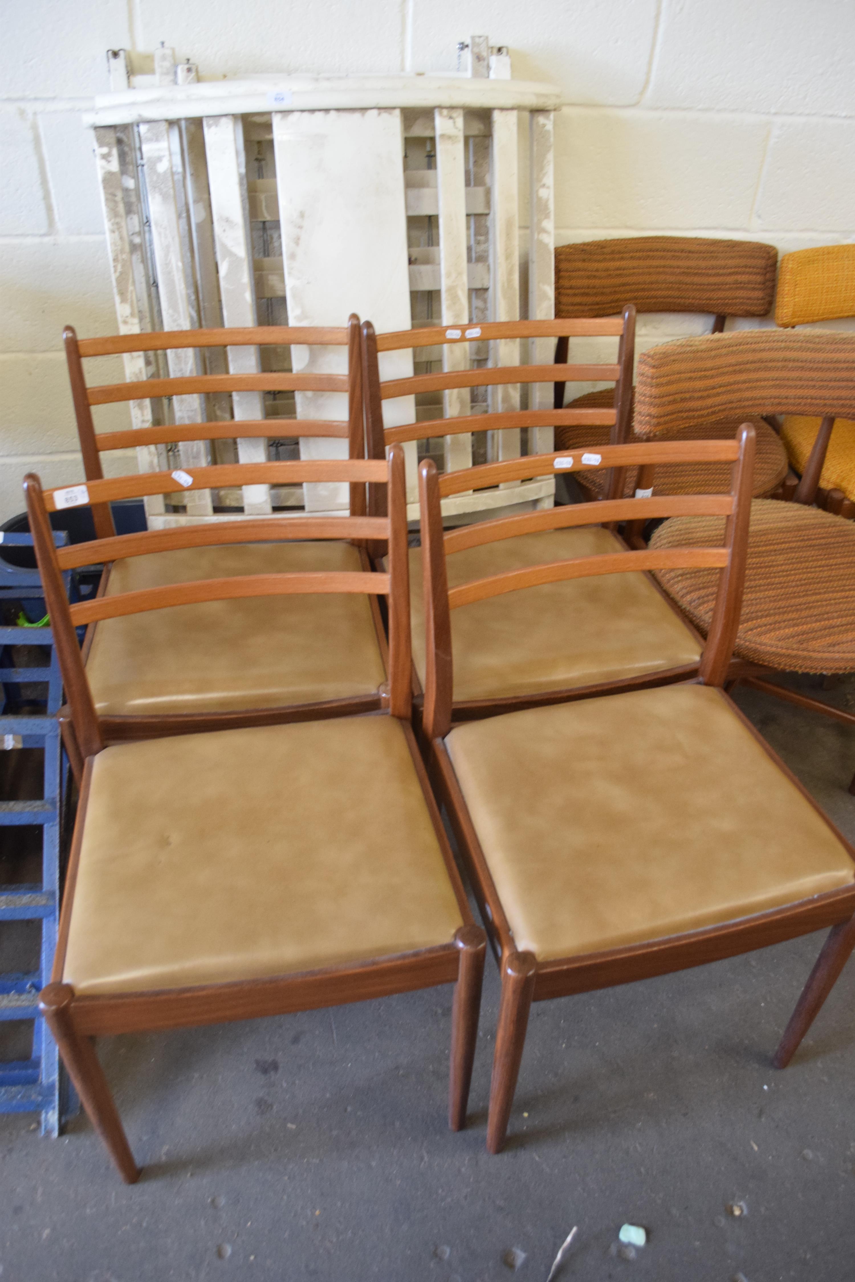 SET OF FOUR G-PLAN RETRO LADDERBACK TEAK DINING CHAIRS