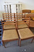 SET OF FOUR G-PLAN RETRO LADDERBACK TEAK DINING CHAIRS