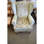 FLORAL UPHOLSTERED WINGBACK ARMCHAIR