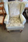 FLORAL UPHOLSTERED WINGBACK ARMCHAIR