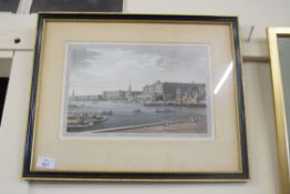 TWO COLOURED PRINTS, THE TEXAS ALAMO AND THE VIEW OF SOMERSET PLACE, THE ADELPHI , BOTH FRAMED AND