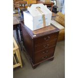 MAHOGANY VENEERED AND LEATHER TOPPED TWO DRAWER FILING CHEST, 78CM HIGH