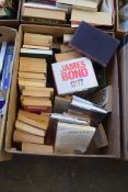 BOX OF BOOKS TO INCLUDE JAMES BOND IAN FLEMING COLLECTION, PENGUIN BOOKS ETC