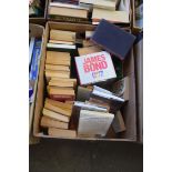 BOX OF BOOKS TO INCLUDE JAMES BOND IAN FLEMING COLLECTION, PENGUIN BOOKS ETC