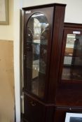 MODERN MAHOGANY EFFECT CORNER DISPLAY CABINET, 183CM HIGH