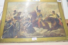 COLOURED PRINT "CHARGE OF THE LIGHT BRIGADE", UNFRAMED