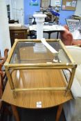 BAMBOO FRAMED GLASS TOP COFFEE TABLE, 50CM WIDE