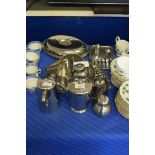 OLD HALL STAINLESS STEEL WARES TO INCLUDE TOAST RACKS, TEA WARES, SERVING DISHES, COVERED ENTRÉE