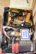BOX OF MIXED WARES TO INCLUDE CORKSCREWS, DECANTER STOPPERS ETC