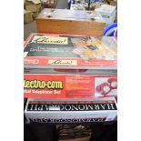 ELECTROCOM DIGITAL TELEPHONE SET, A HARMONOGRAPH DRAWING MACHINE AND BOXED CLUEDO