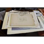 MIXED LOT COMPRISING 19TH CENTURY PRINTS, ARCHITECTURAL PLANS, BEN JOHNSON CRYSTAL PALACE PRINT,